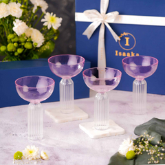 Set of 4 decorative Drinks or Dessert Glasses (pink)