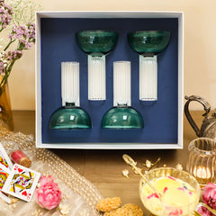 Gift Hamper of 4 Teal Stem Glasses by Isaaka collection