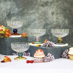 Dessert Glass Bowls with Rainbow color base