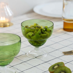 Dessert Green Goblet Bowls made of premium glass