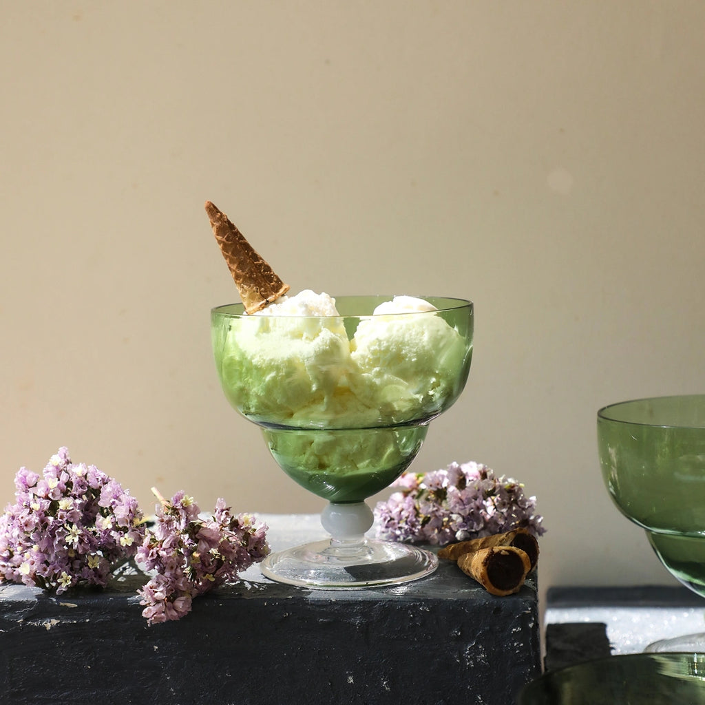 Green  Goblet Glass bowl : Aesthetic, Luxe and Cute
