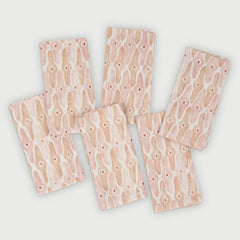 Mosaic Blush Cotton Table Napkins Set of 6 laid out, hand-painted lattice print