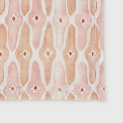 Mosaic Blush Cotton Table Napkins close-up of lattice print and hem-stitch on cotton voile
