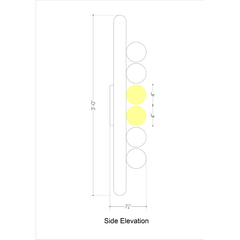 A technical side elevation diagram showing a vertical rectangular product with circular elements, annotated with dimensions including 9 1/2 inches tall, 7 inches wide, and 4-inch circular spacing, on a white background.