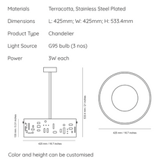 Designer chandelier drawing with dimensions
