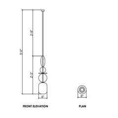 Hanging Pendant Light Plan and Front elevation image