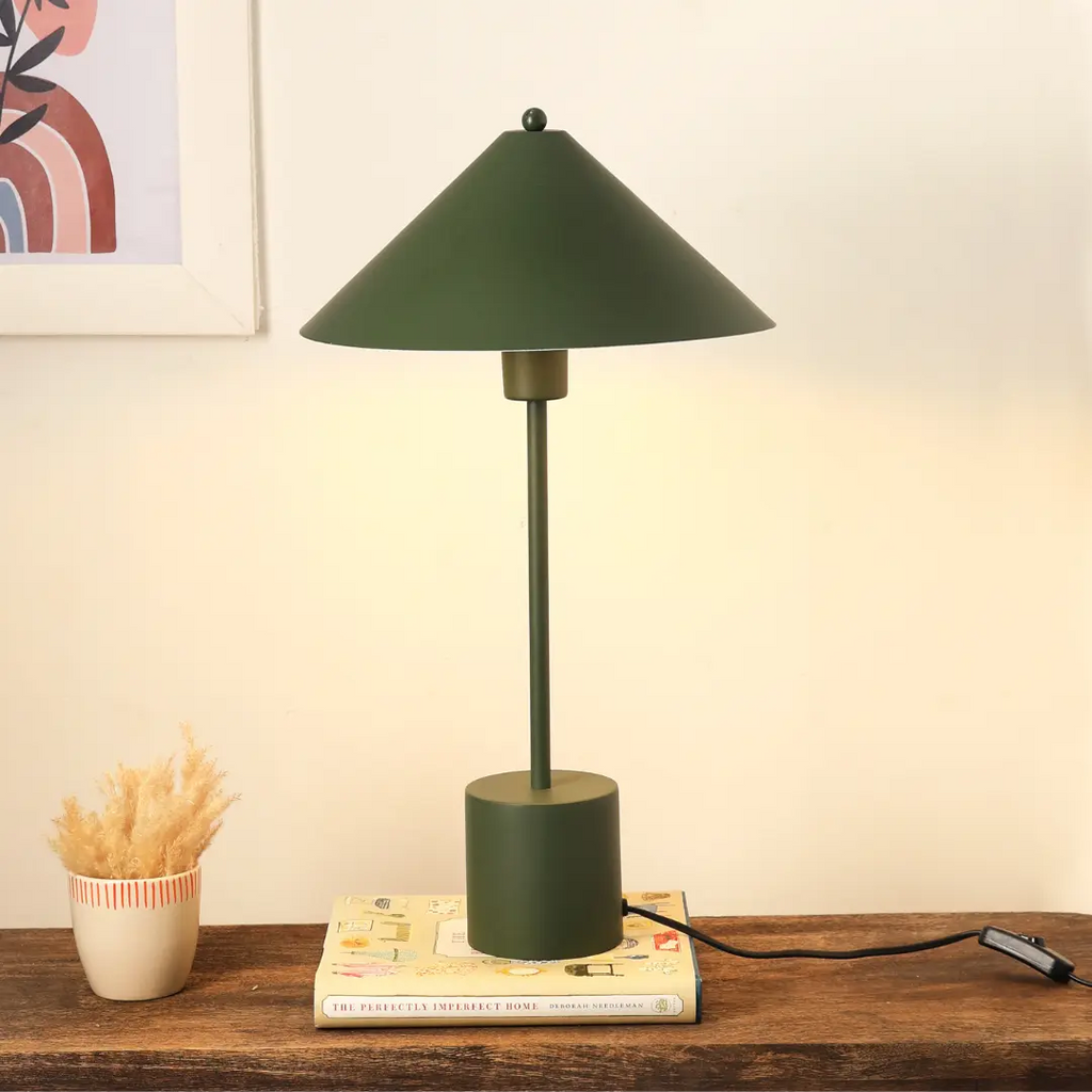 Olive Green Table Lamp | Minimal Metal Design