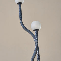 Closer look of Reva Floor Lamp finished in dark blue speckled glass mosaic
