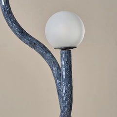 Closer look of Reva Floor Lamp frosted glass sphere 