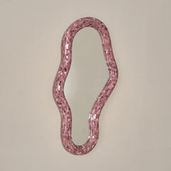 Reva wall mirror glass mosaic in pink