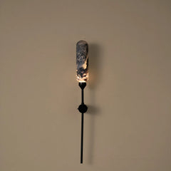 Kinara Oblong Outdoor Wall Lamp Black, uniquely hand-finished marble-effect glass