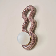 Reva Double Loop wavy pink mosaic wall light
