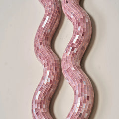 Reva Triple loop wall lamp close view of pink mosaic in wave design