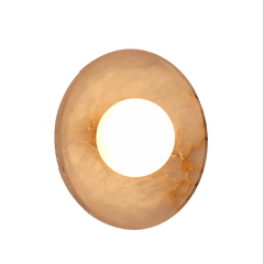 Half-round stone wall lamp with Blot brass finish bedroom ambient lighting