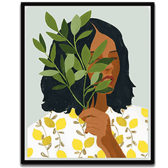 Fine art print blending botanical elements with portrait styling