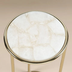 Round marble table with gold frame