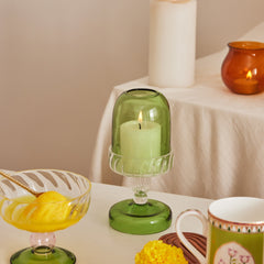Fairy Lamp Glass Candle Holder in teal color 