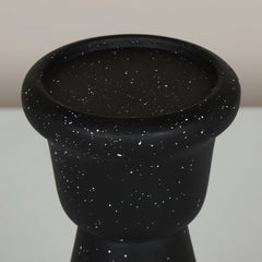 Close view of Statara Black Candle Holder (Set of 2), large and small tea light holders