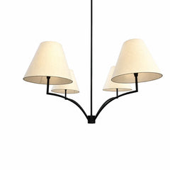 Windsor Branch Chandelier - black branching arms and four cream shades against a white background