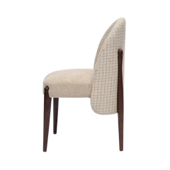 Chair with plaid backrest and wooden legs