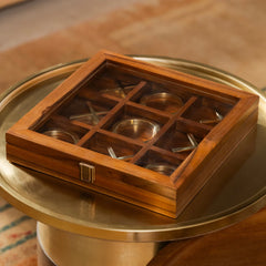 Selva Tic Tac Toe, wood and brass decorative game set