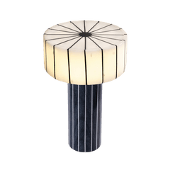 Black & White Makrana Marble Bedside Lamp in Pillar Shape