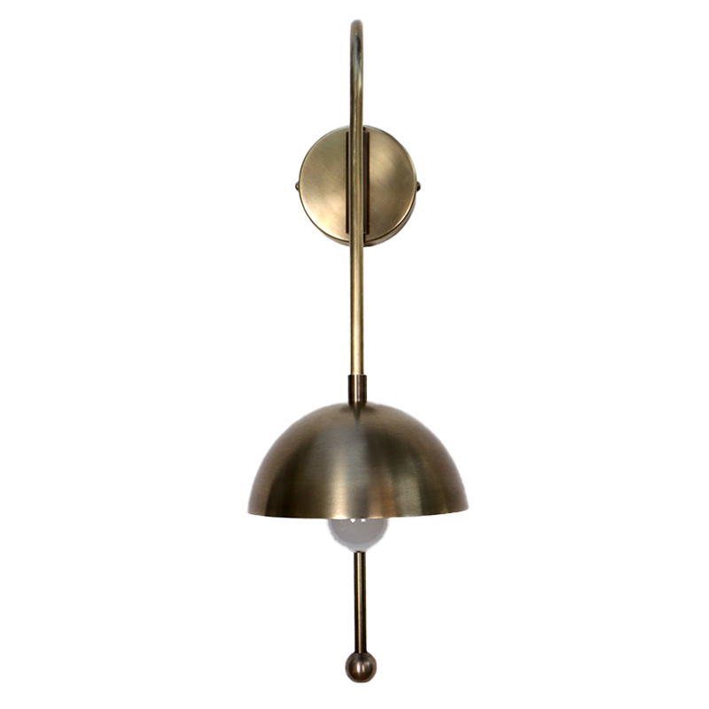 Wall Sconce with Brass Dome at the living influence