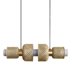 Metamorphosis Pendant Lamp uses sustainable bamboo, linen fabric and brass-finished steel