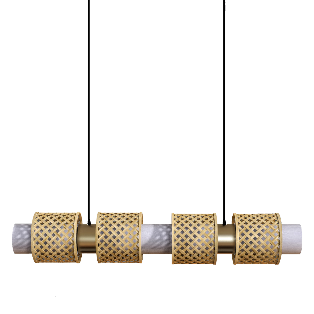 Metamorphosis Bamboo Pendant Lamp, handcrafted from bamboo. Light hanging with adjustable steel cable