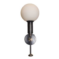 Designer Mod Wall Sconce Glass Globe attached to a slender metal rod or stem
