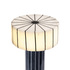 Close view of Black & White marble Table Lamp by Leviosa