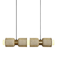 Metamorphosis Bamboo Pendant Lamp hanging with black metal fittings