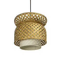 Outer shade: bamboo weave layers designed to subtly filter and soften light