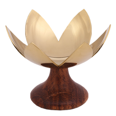 Lotus Blossom tealight holder made of brass and wood