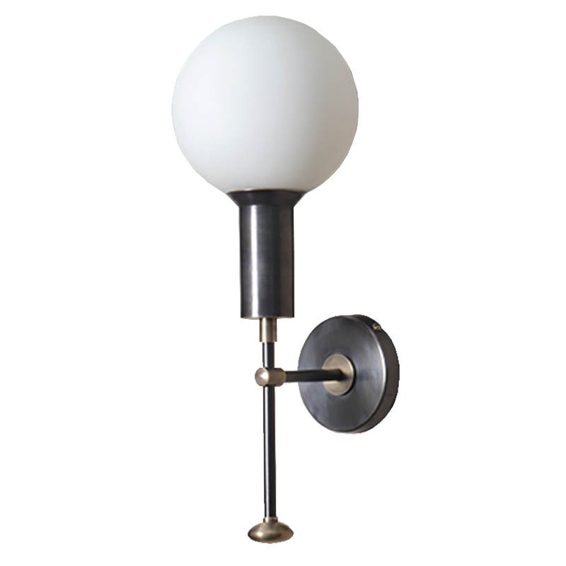 Mod Wall Sconce light with Glass Globe attached to a metal rod or stem