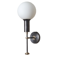 Mod Wall Sconce light with Glass Globe attached to a metal rod or stem