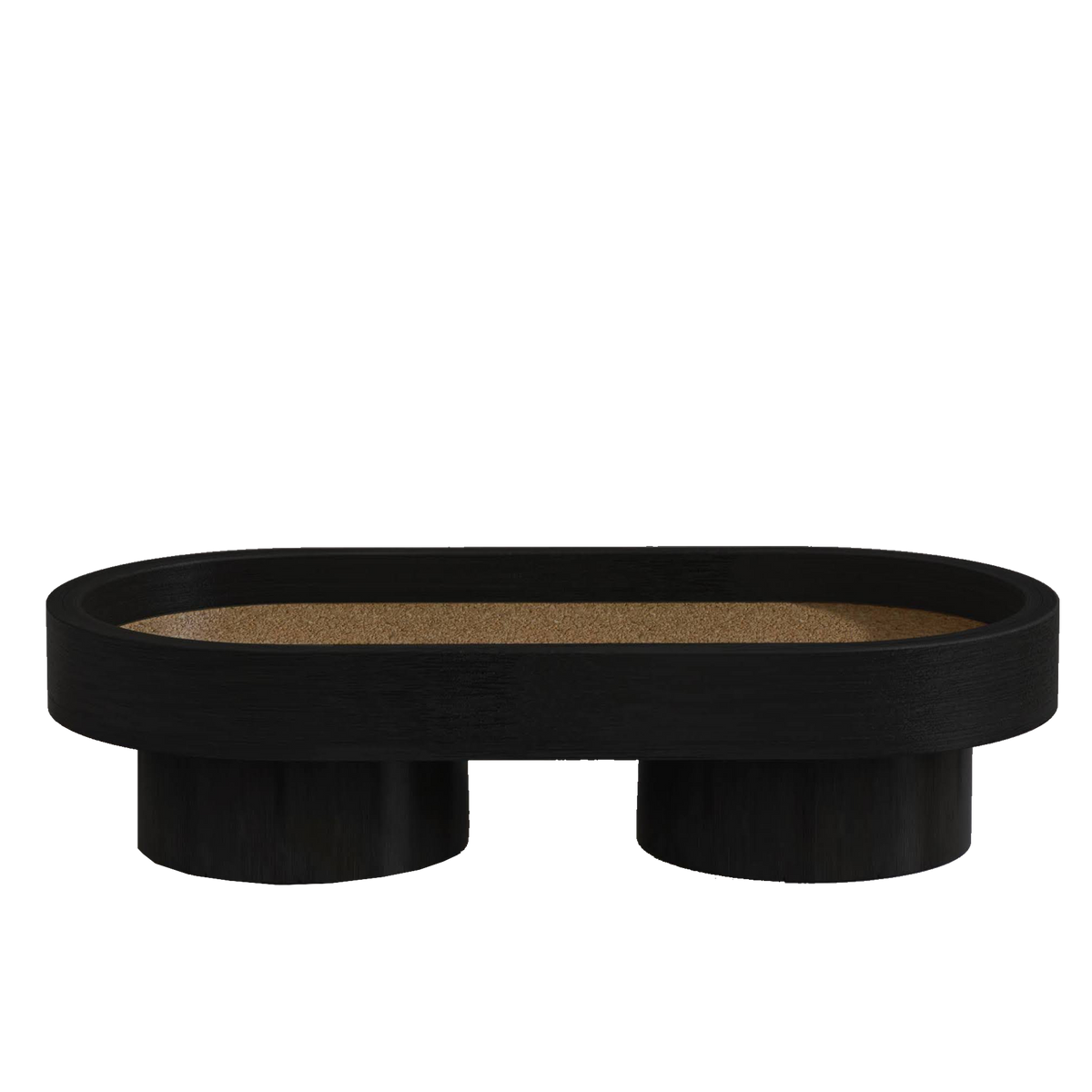 Bamboo Podium oval tray in bold black finish for serving and jewellery storage. 