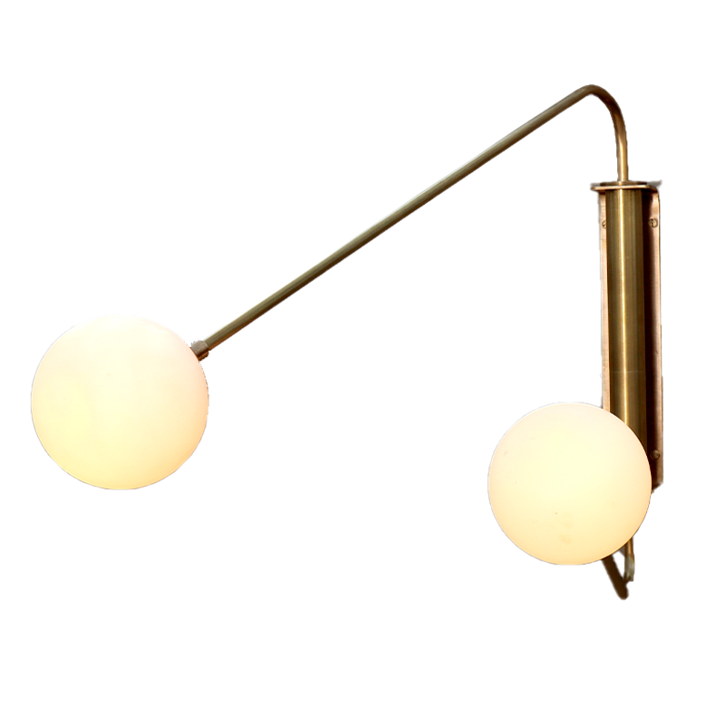 Float two arm wall sconce glass globe\ Wall light\ Swivel light\ Adjustable light\ Wall lamp\ Wall mounted\ Bedroom light\ Living room light\ Office light\ Brass finish