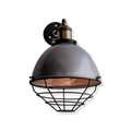 Metallic Silver Finish Industrial Retro Dome Wall Sconce