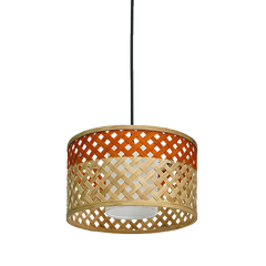 Mushroom Ceiling Pendant Lamp, dome shaped, natural and orange color