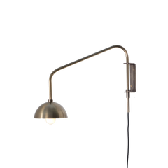 Side view of Float One Arm Wall Sconce Brass Dome showing depth and minimal wall plate