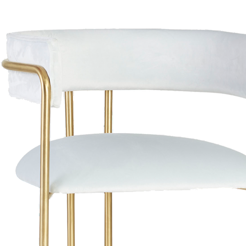 Shop Furniture \ Shop Chair \ Shop Seating \ Shop Dining chair \ Loop Chair \ Shop Office chair \ Shop Study Chair \ White and gold chair \ Upholstered Seating \ Backrest chair \ Shop Bar Chair