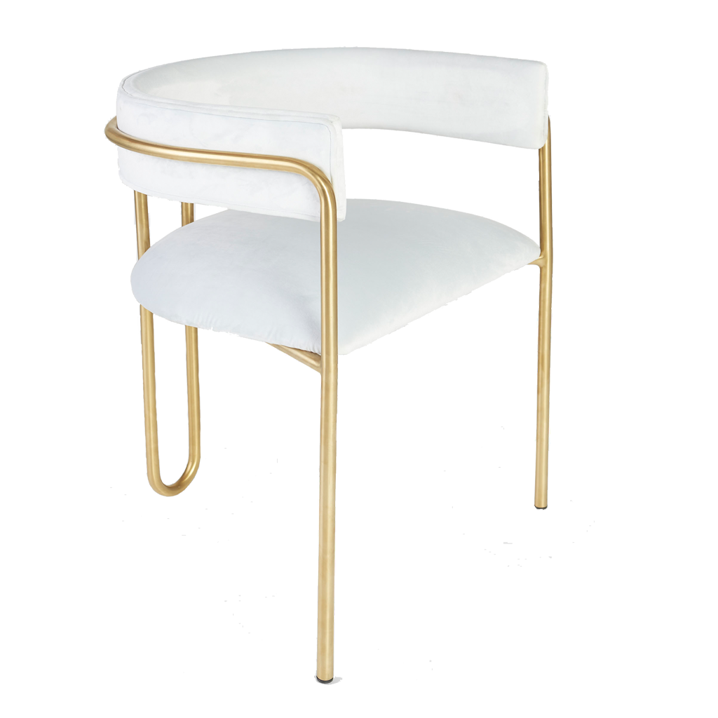 Shop Furniture \ Shop Chair \ Shop Seating \ Shop Dining chair \ Loop Chair \ Shop Office chair \ Shop Study Chair \ White and gold chair \ Upholstered Seating \ Backrest chair \ Shop Bar Chair