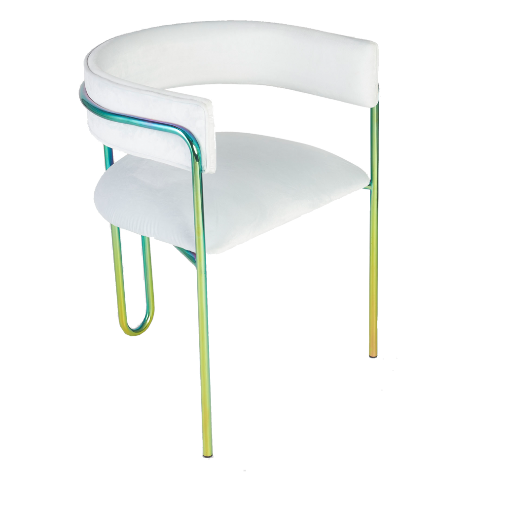 Shop Furniture \ Shop Chair \ Shop Seating \ Shop Dining chair \ Loop Chair \ Shop Office chair \ Shop Study Chair \ White and rainbow chair \ Upholstered Seating \ Backrest chair \ Shop Bar Chair