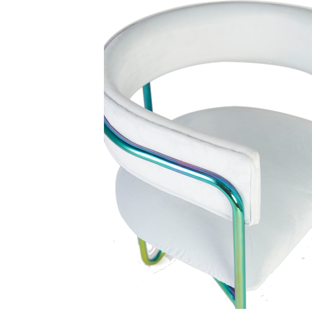 Shop Furniture \ Shop Chair \ Shop Seating \ Shop Dining chair \ Loop Chair \ Shop Office chair \ Shop Study Chair \ White and rainbow chair \ Upholstered Seating \ Backrest chair \ Shop Bar Chair