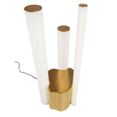 Pole Floor Lamp top view showing its gold base and acrylic asymmetrical pipe design
