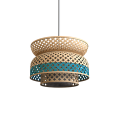 Lotus Pendant Light- Bamboo Handmade in blue color
