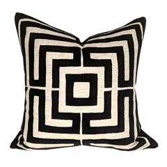 beige and black cushion cover