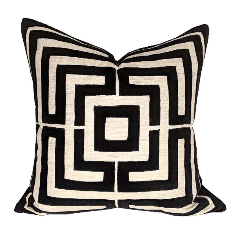 beige and black cushion cover