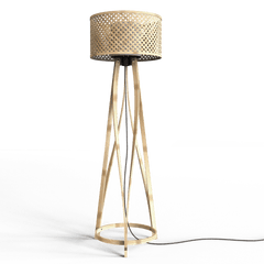 Mushroom Floor Lamp with the natural woven basket shade 
